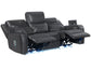 Luna Home Cinema Power Reclining Sofa, Charcoal Vegan Leather