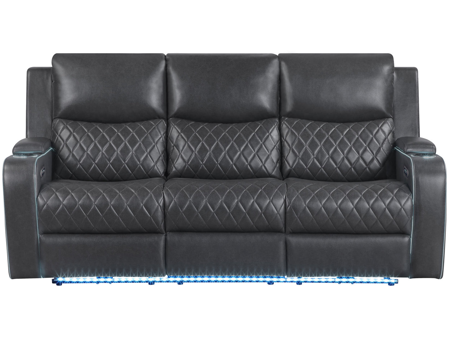 Luna Home Cinema Power Reclining Sofa, Charcoal Vegan Leather