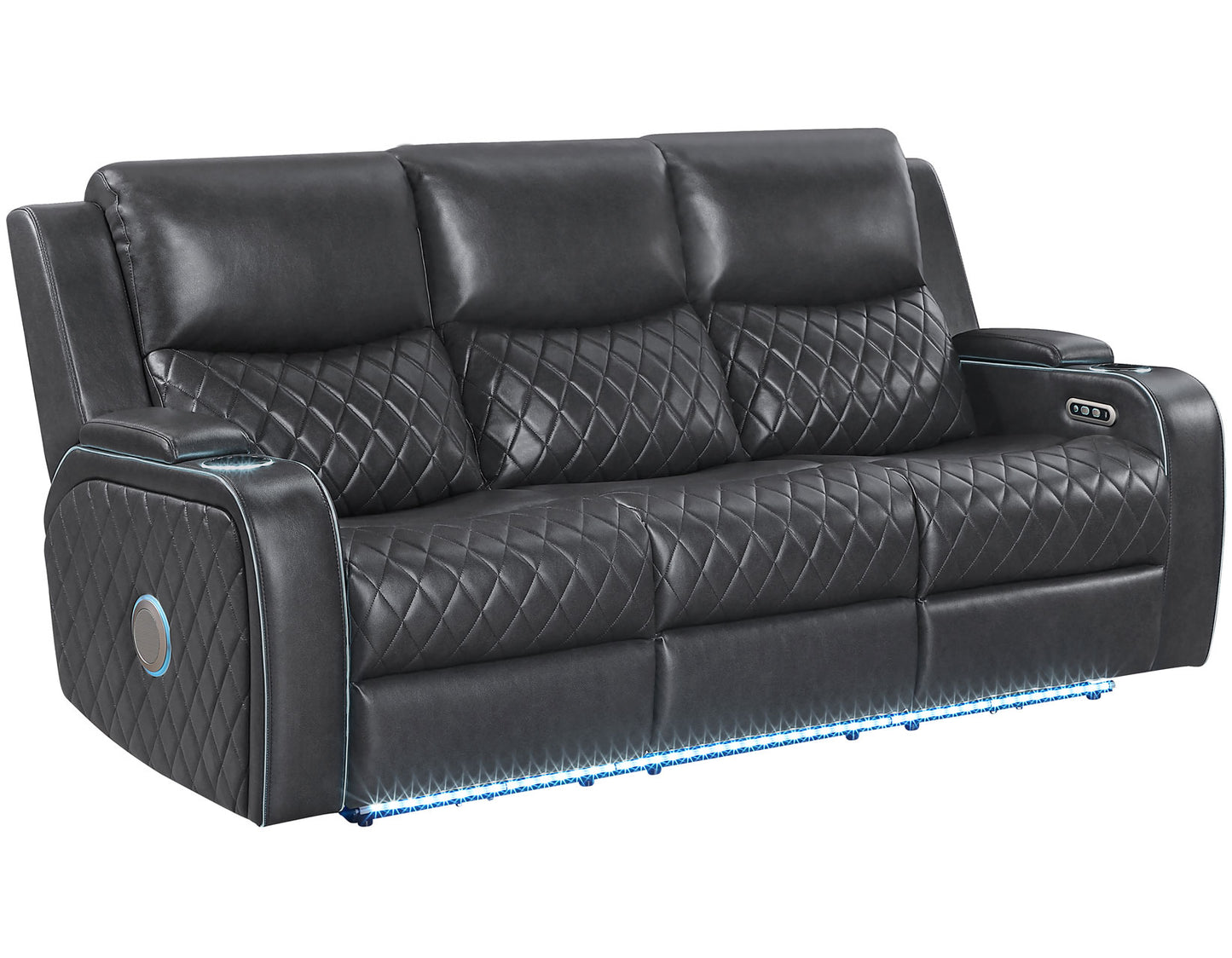 Luna Home Cinema Power Reclining Sofa, Charcoal Vegan Leather