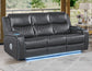 Luna Home Cinema Power Reclining Sofa, Charcoal Vegan Leather