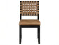 Reid Saddle Brown Vegan Leather Side Chair, Black Finish