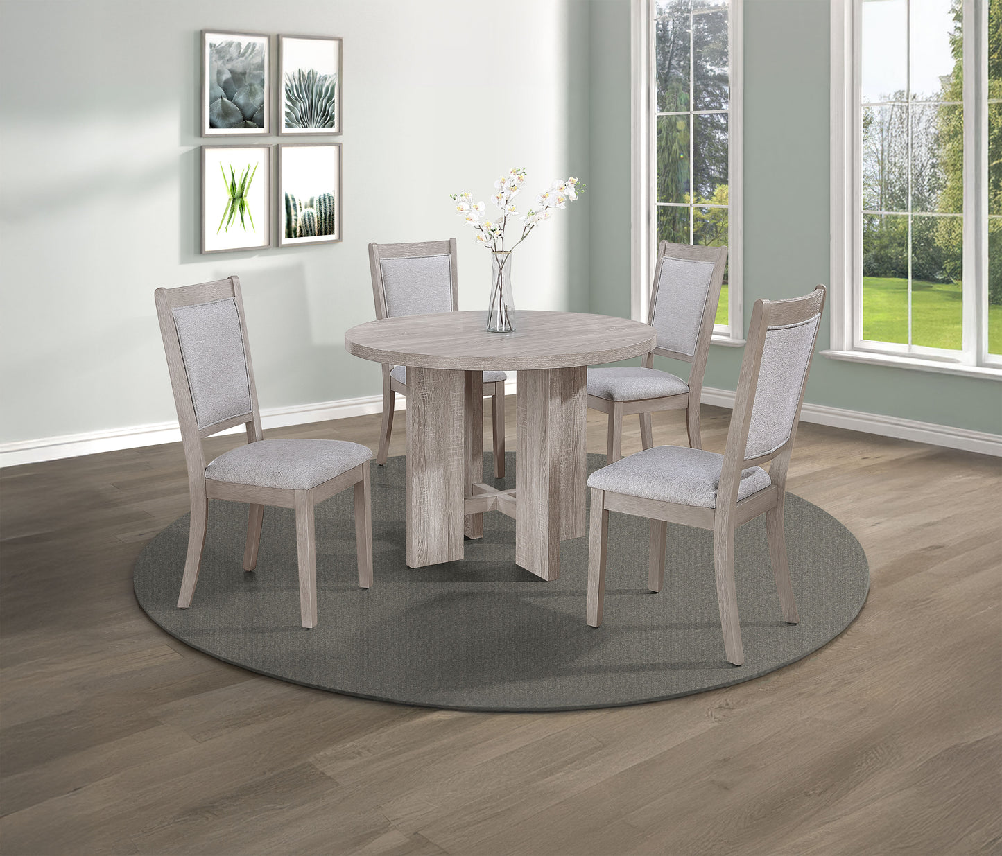 AMARA 5-PK ROUND DINING SET DRIFT WOOD