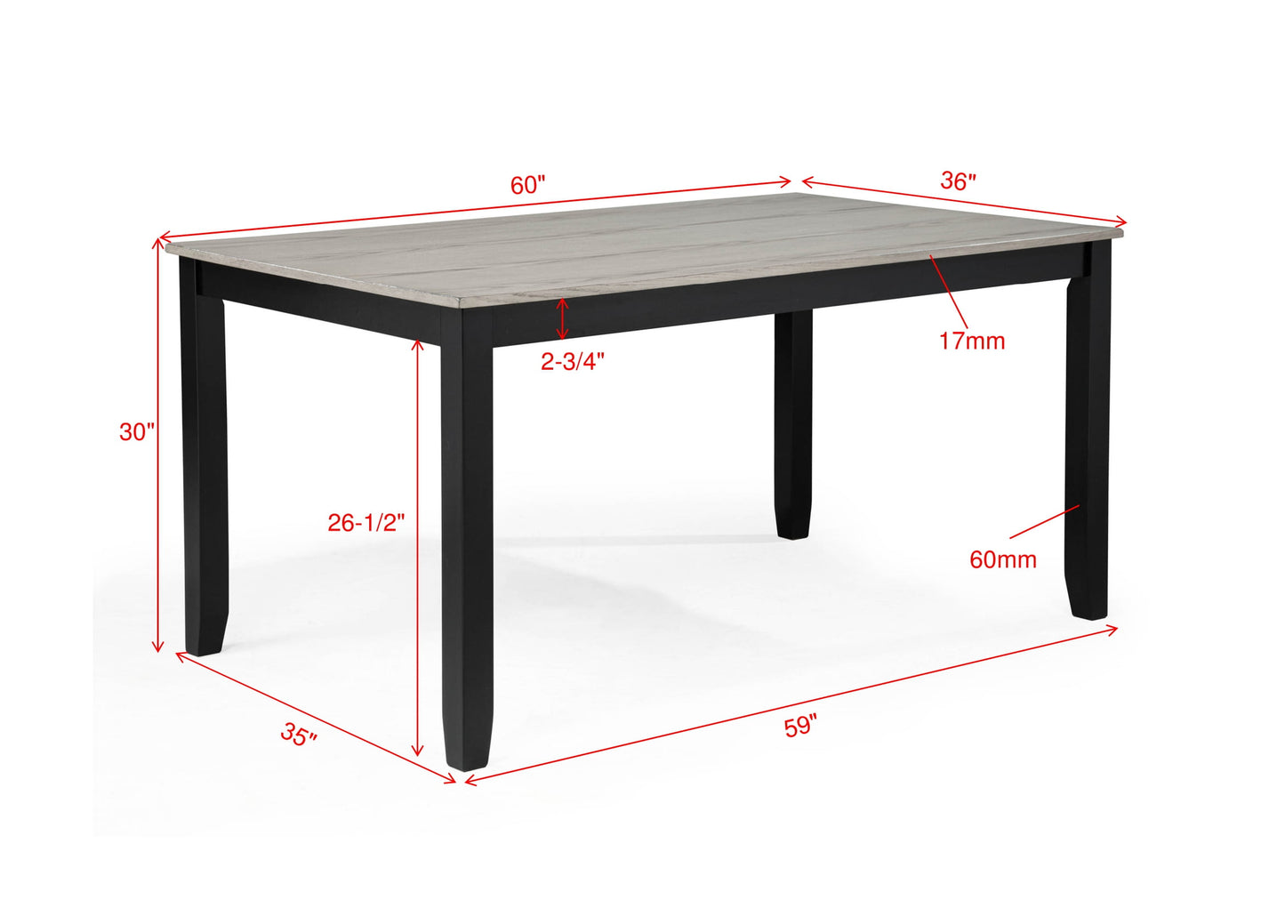 LESTER 6-PK DINING W/BENCH L.GREY