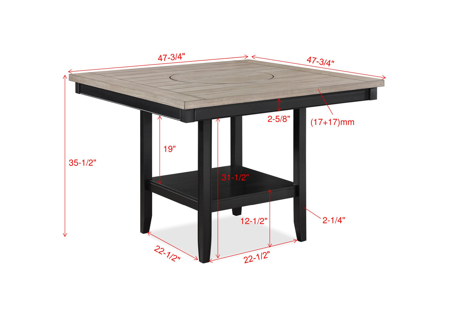 FULTON COUNTER HEIGHT TABLE LIGHT GREY