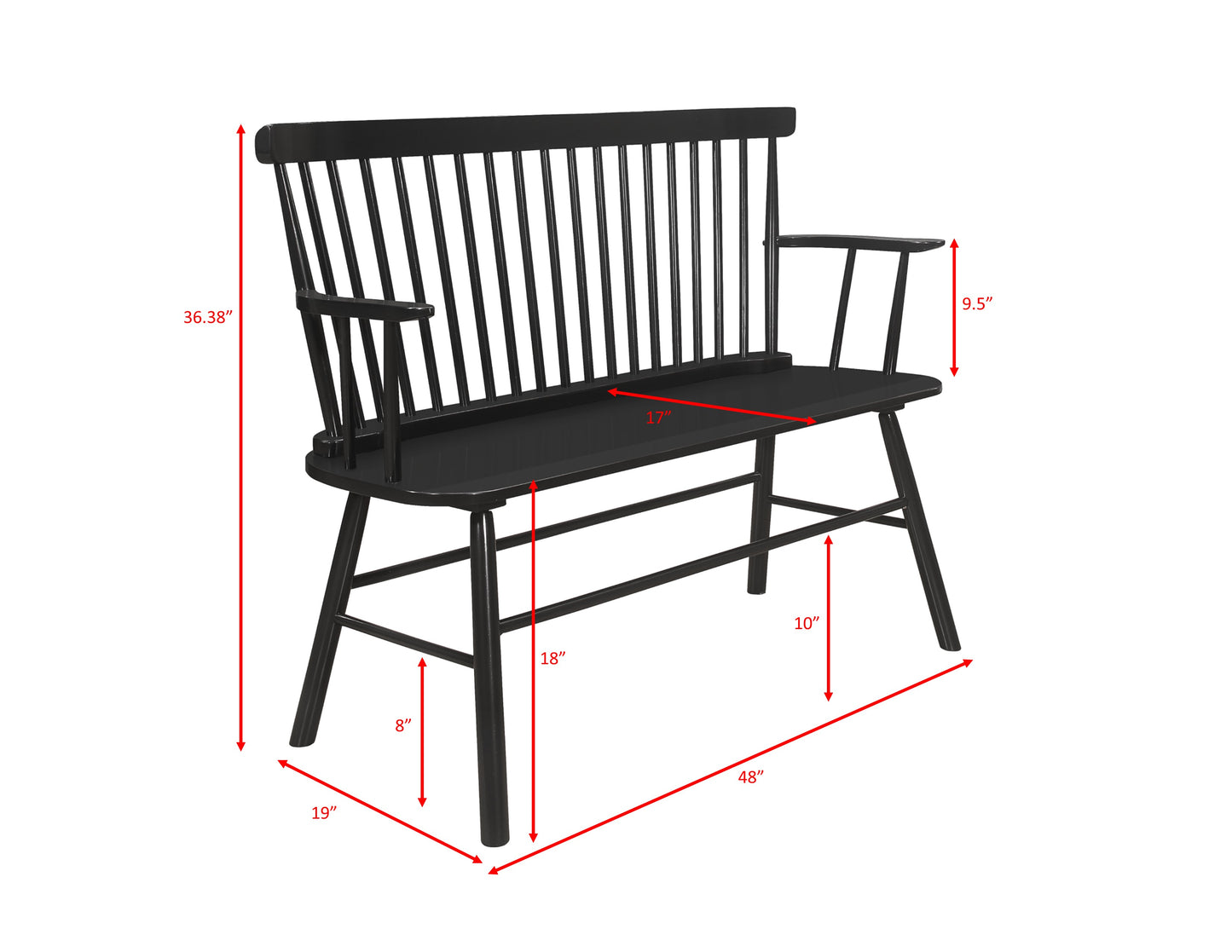 JERIMIAH SPINDLEBACK BENCH GREY