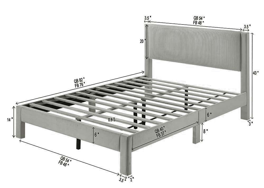LUCIA QUEEN BED LIGHT GREY