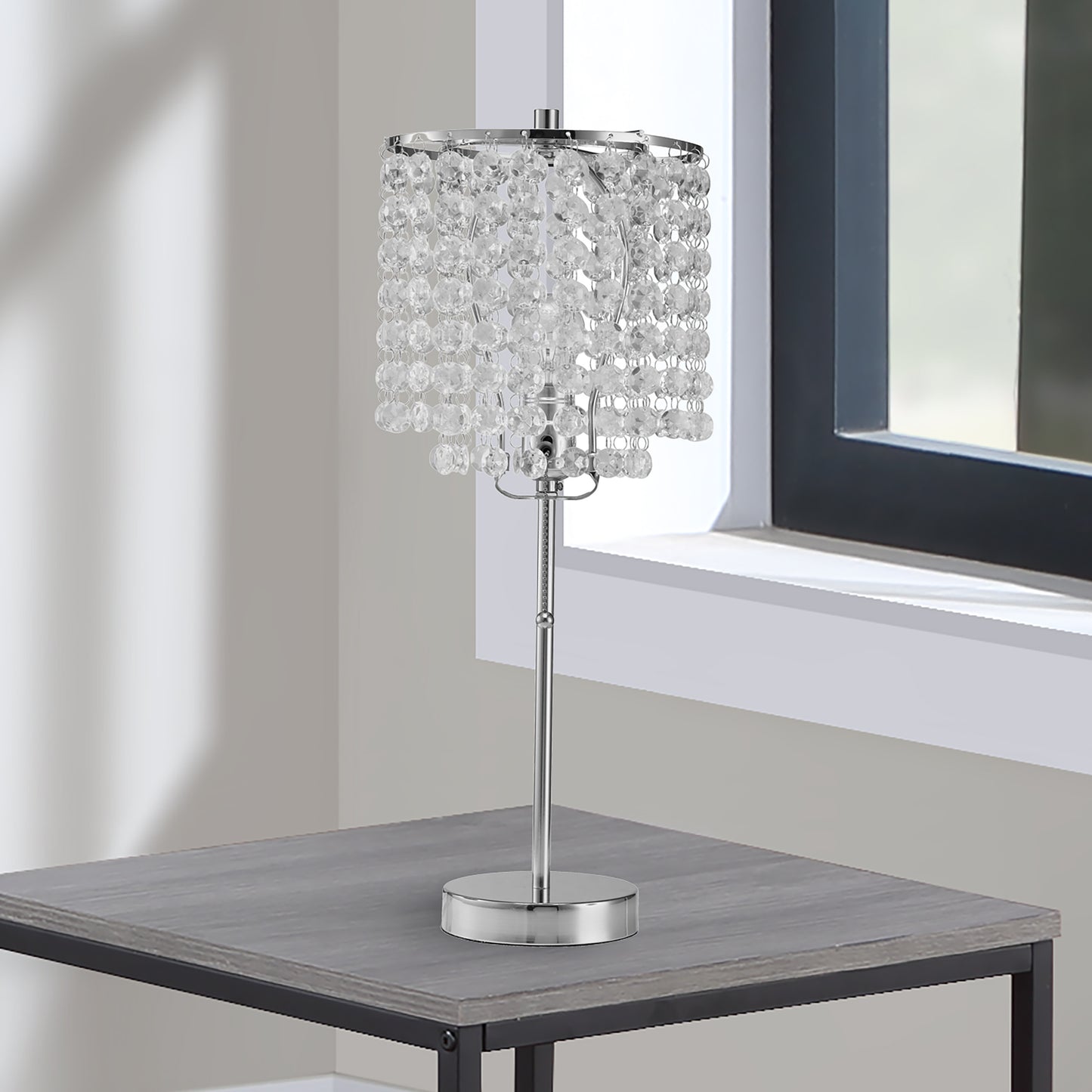 CHROME TABLE LAMP 19"H