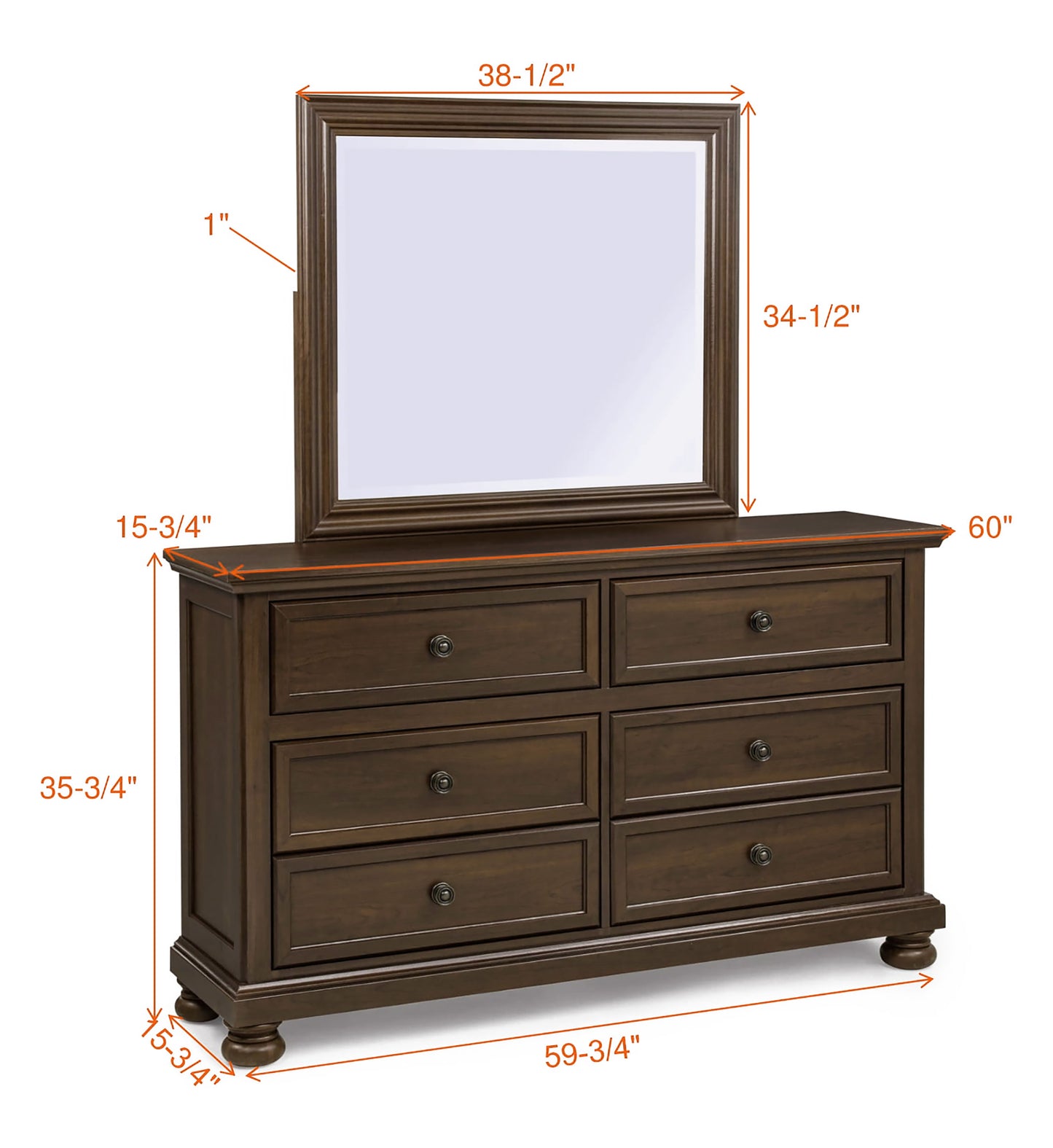 CLARIBELLE DRESSER MIRROR-BROWN