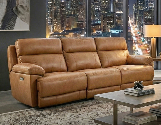 Gatlin Leather Dual-Power 3-Piece Reclining Sofa