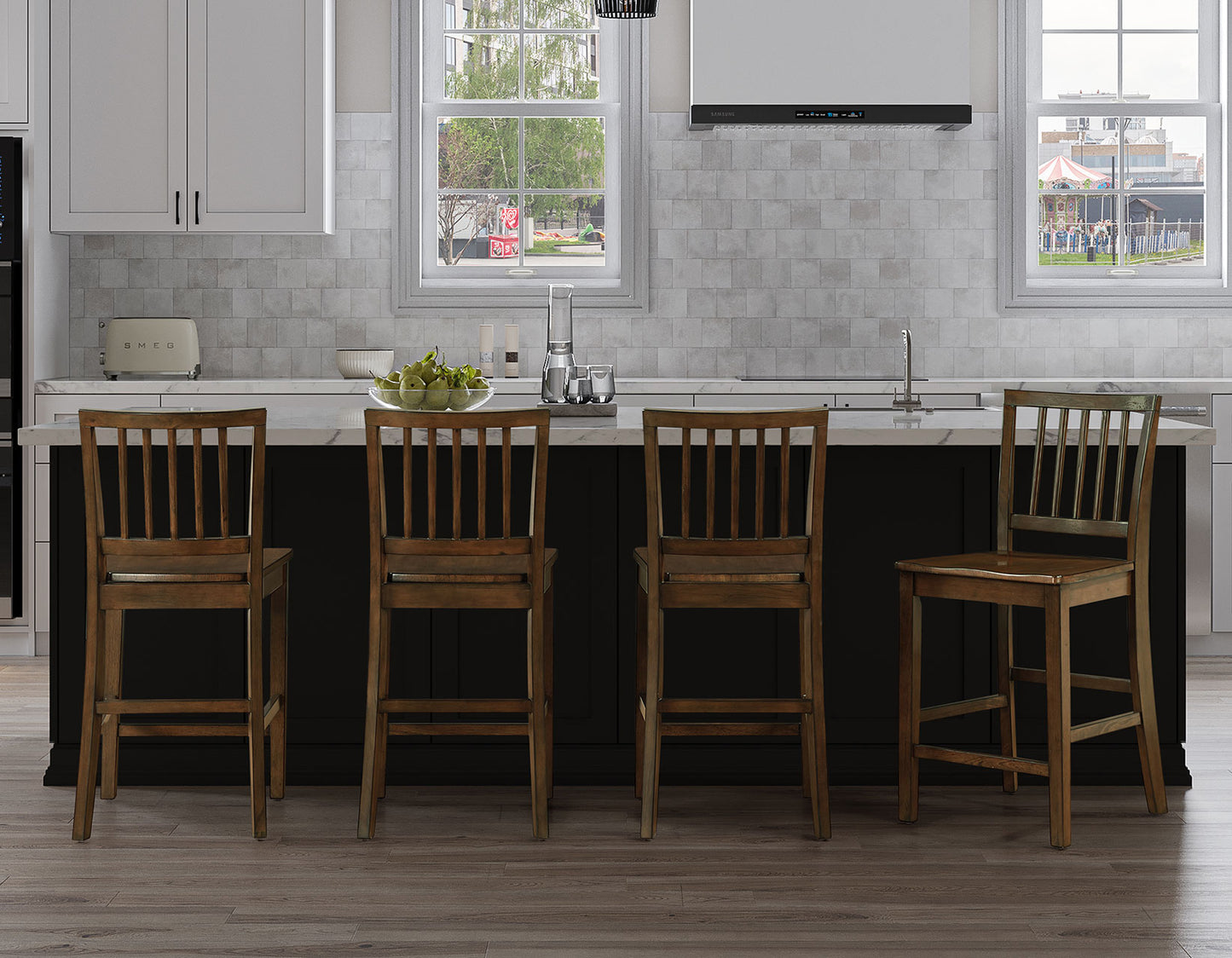 Joplin 5-Piece Counter Dining Set, Walnut Finish