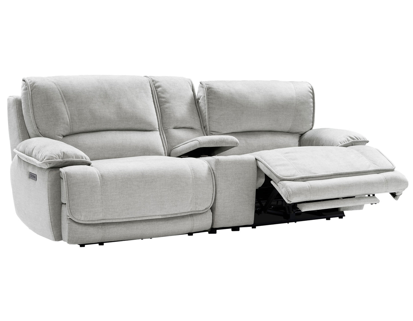 Olsen Console Loveseat, Dual-Power Zero-Gravity Modular Reclining, Silver