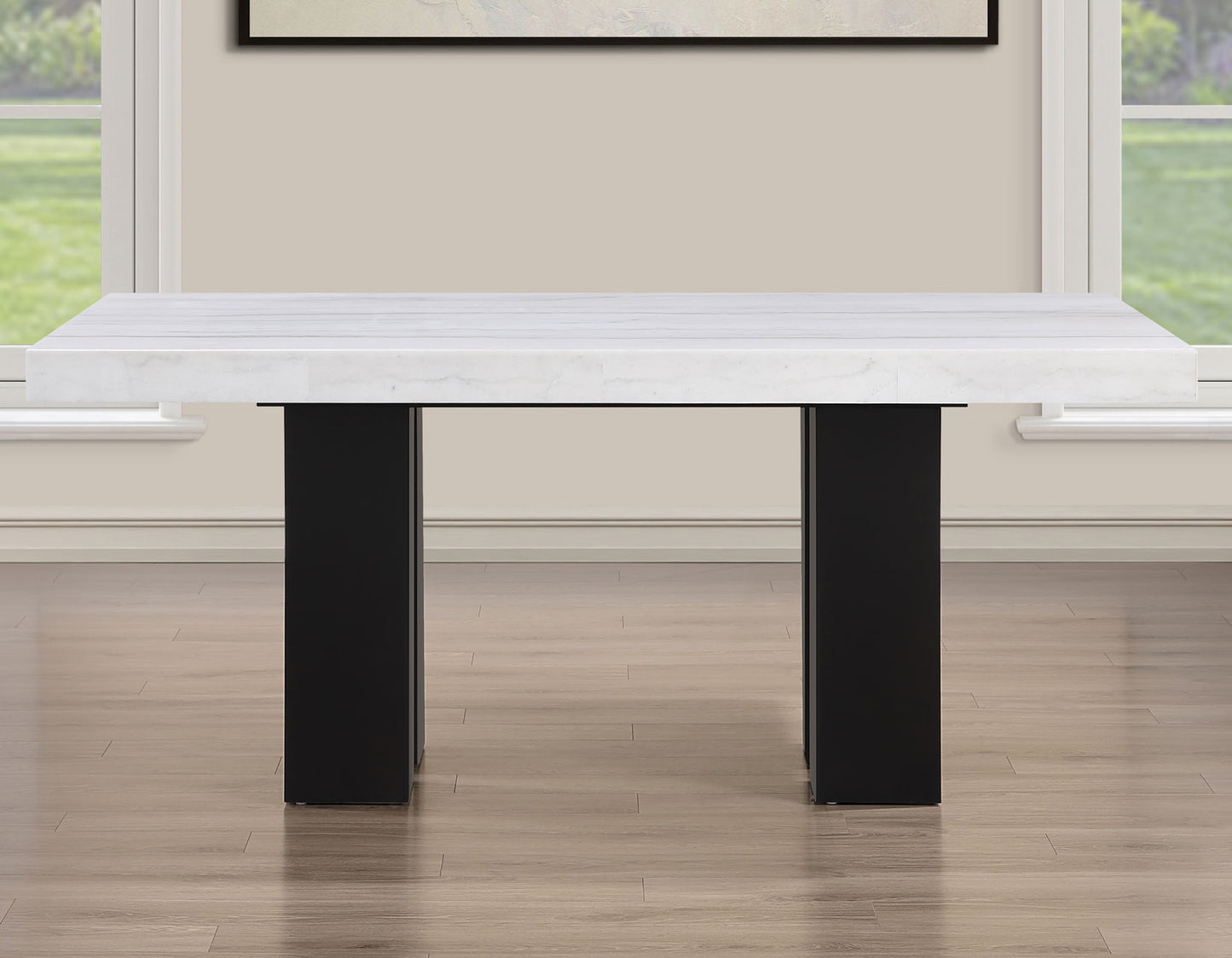 Artemis 70 inch Marble Top Dining Table, Black Finish