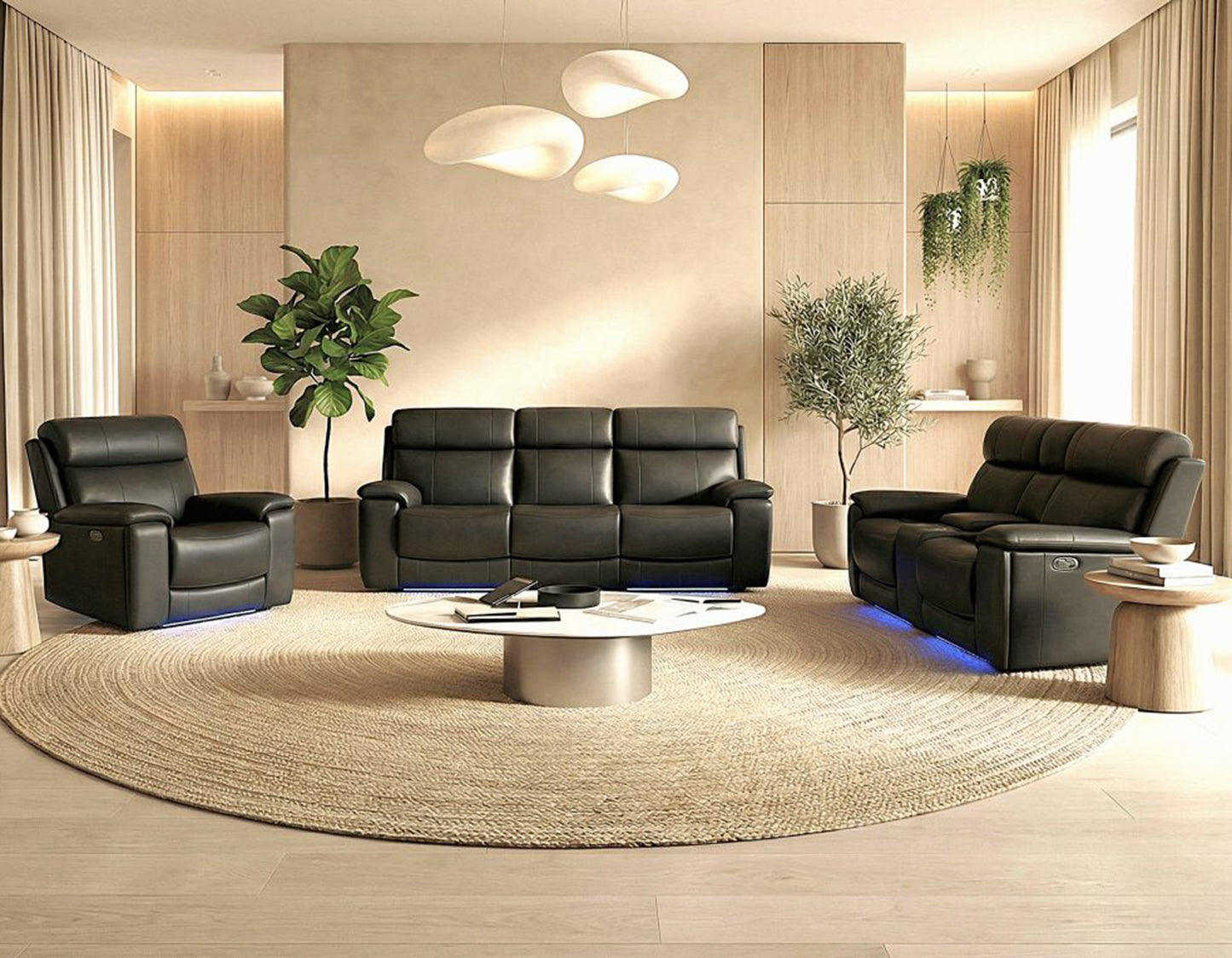 Zenith Home Theater Power Reclining, Built-In Speakers, Lighting And Vibration

91″ Sofa
81″ Loveseat
Recliner