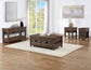Oliver

Cocktail Table, Castered
End Table
Chairside End Table
Sofa Table