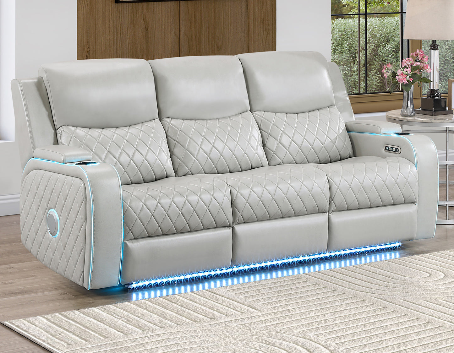 Luna Home Cinema Power Reclining, Ice

82″ Sofa
71″ Console Loveseat
Recliner