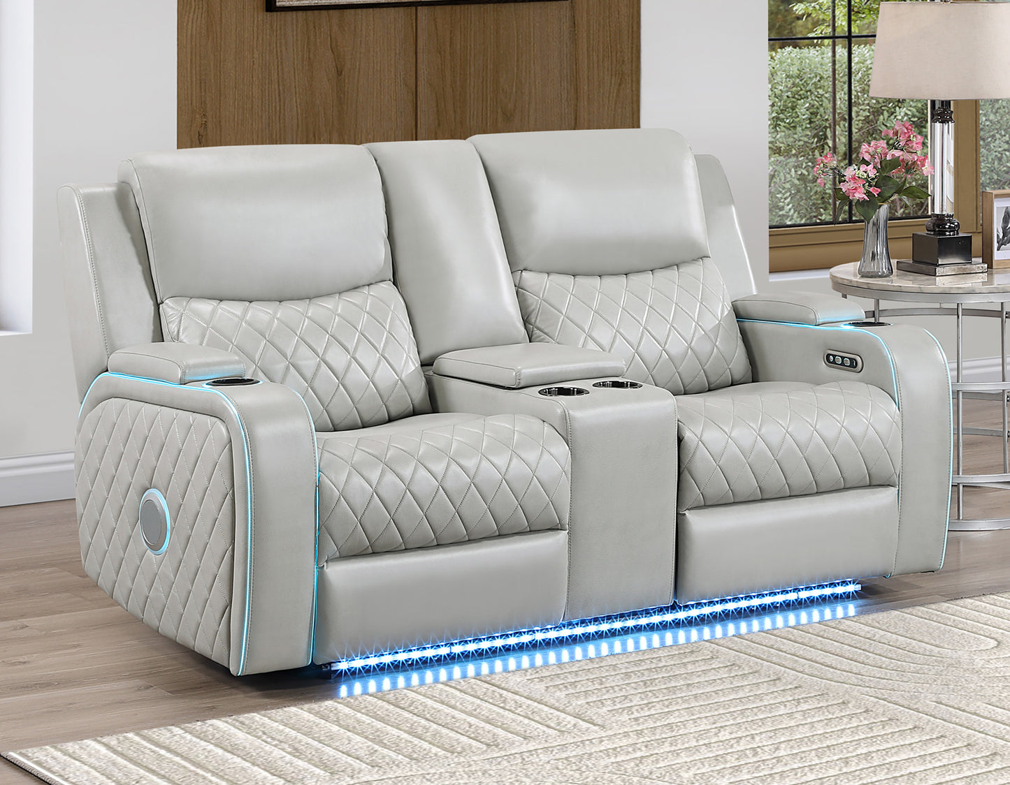Luna Home Cinema Power Reclining, Ice

82″ Sofa
71″ Console Loveseat
Recliner
