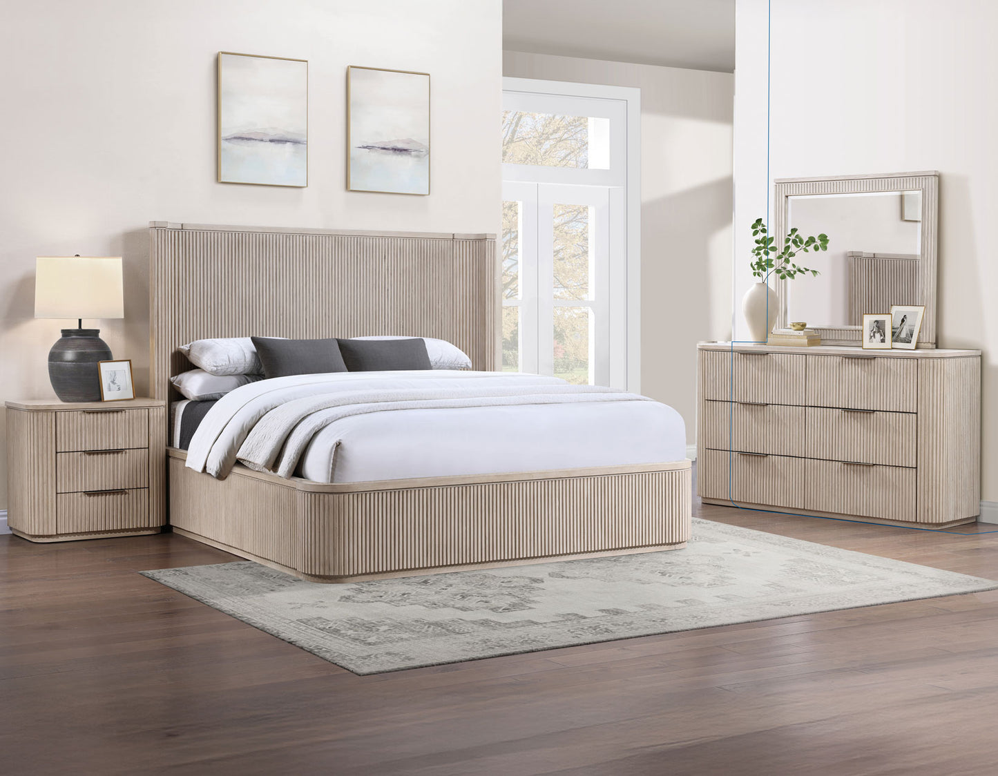 Henry Reeded Bedroom, Tan Finish