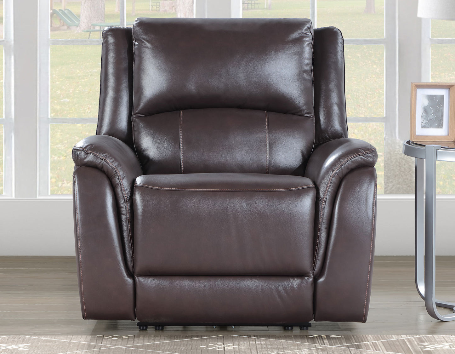 Alexandria Leather Power Reclining, Chocolate

91″ Sofa
80″ Loveseat Console
Recliner