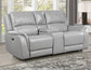 Alexandria Leather Power Reclining, Stone

91″ Sofa
80″ Console Loveseat
Recliner