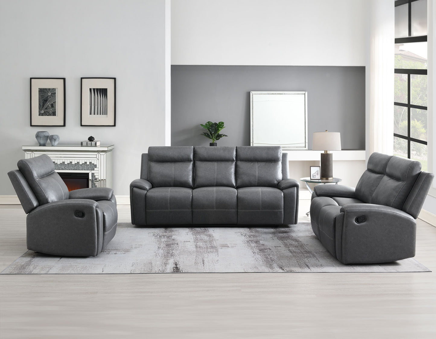 Gaston Manual Reclining

87″ Sofa, Drop-Down Console
65″ Loveseat
Recliner, Glider