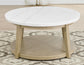 Vida, Round 36″ Cocktail Table, White Marble Top, Castered