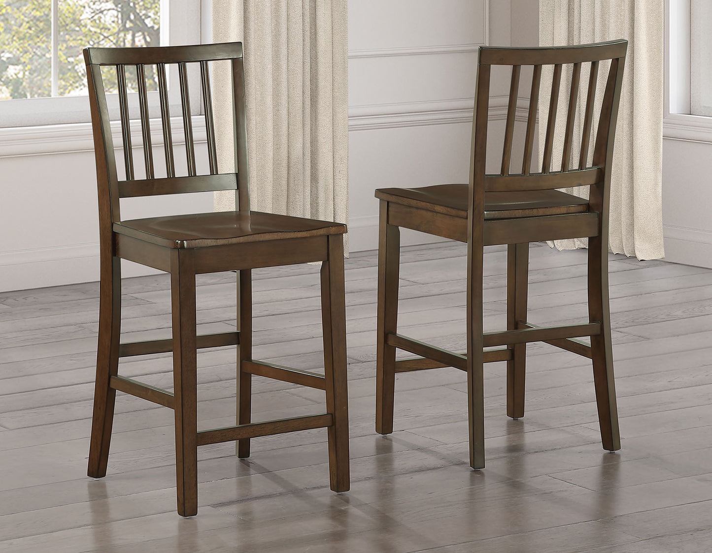 Joplin Solid Wood 24″ Farmhouse Counter Stool, Walnut Finish