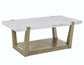 Perth, Cocktail Table, White Marble Top, Castered
