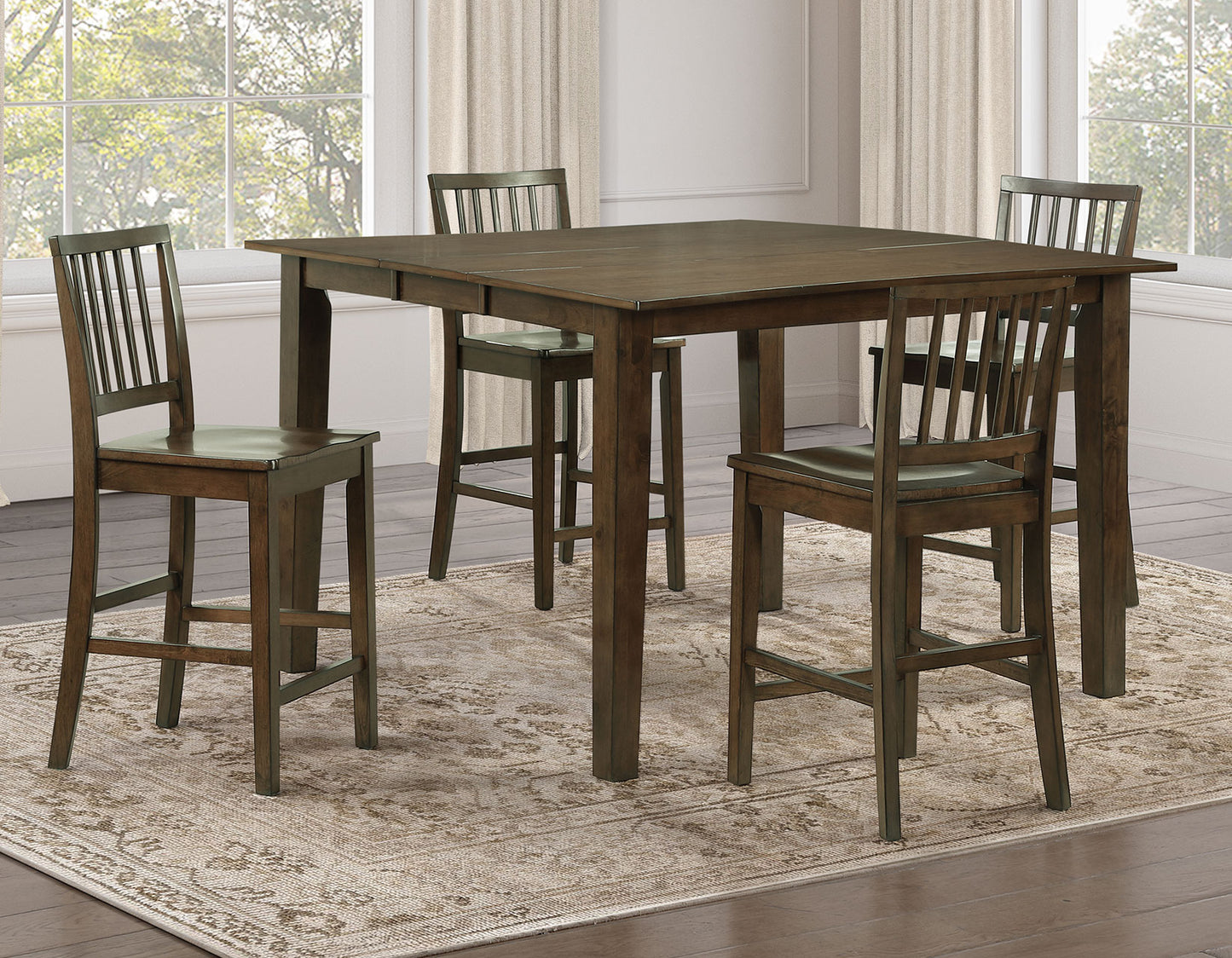 Joplin 42-54″ Counter Table with 12″ Leaf, Walnut Finish