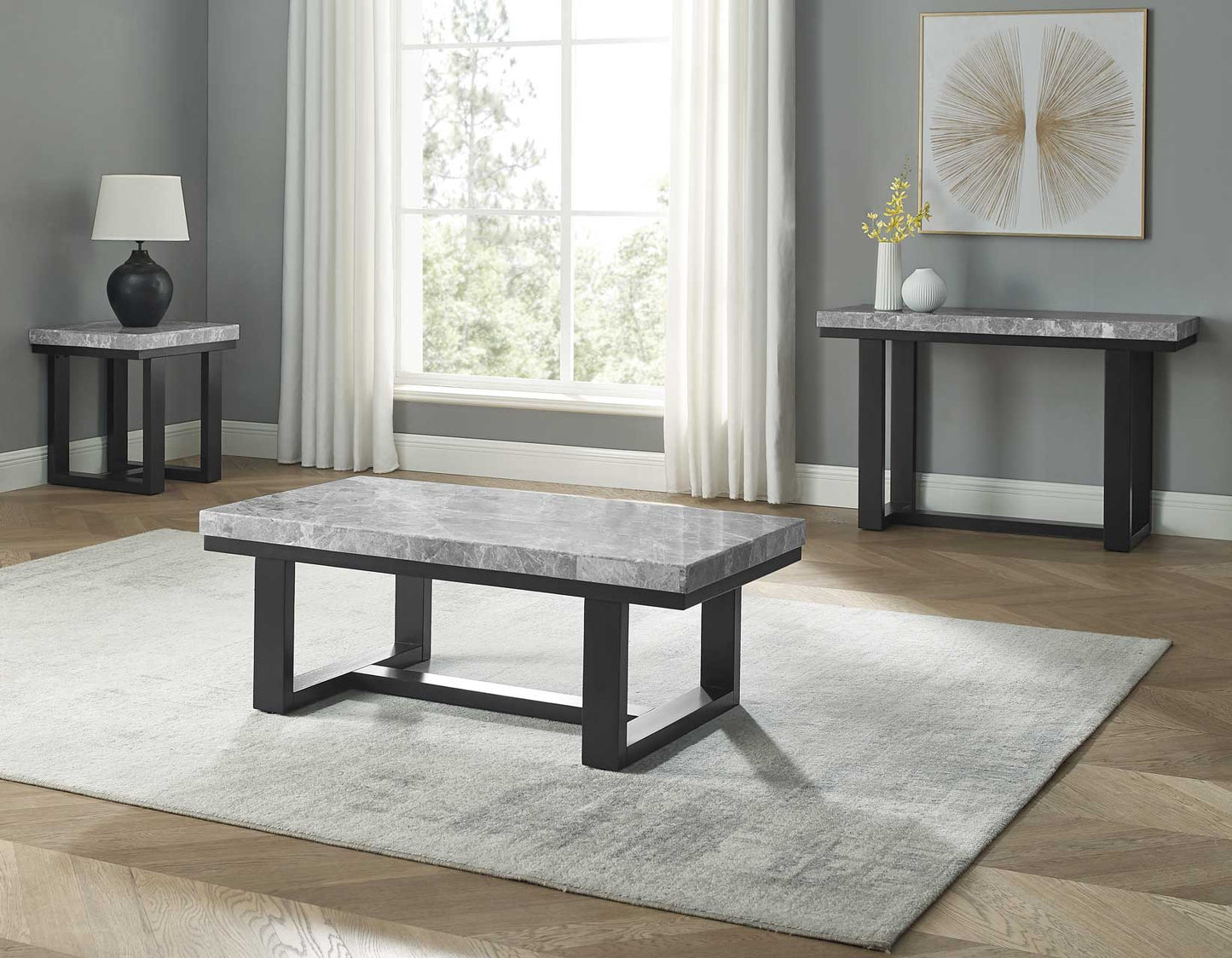 Artemis End Table, Gray Marble Top