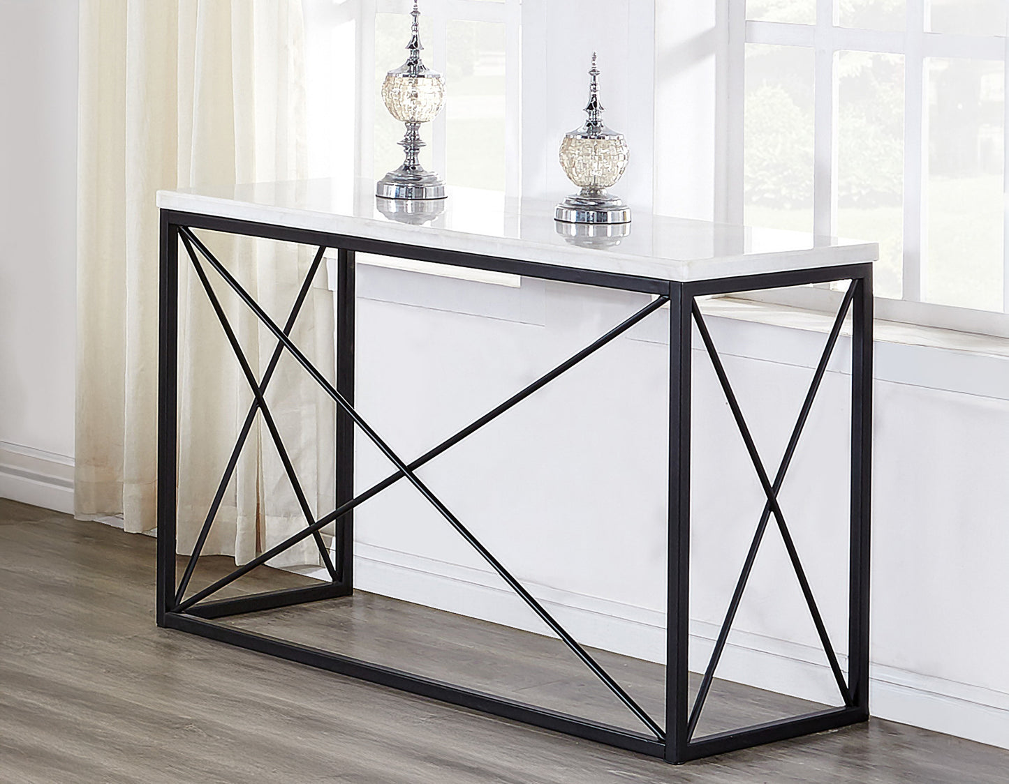 Skyler, Sofa Table, White Marble Top