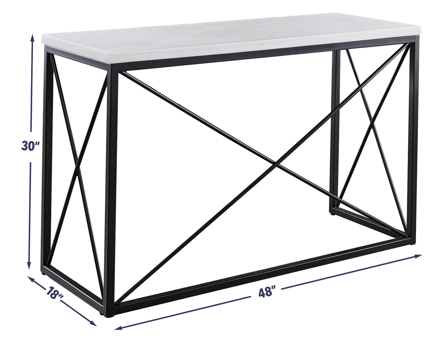 Skyler, Sofa Table, White Marble Top