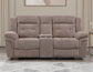 Sydney Console Loveseat, Manual Reclining, Glider, Brown