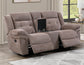 Sydney Console Loveseat, Manual Reclining, Glider, Brown