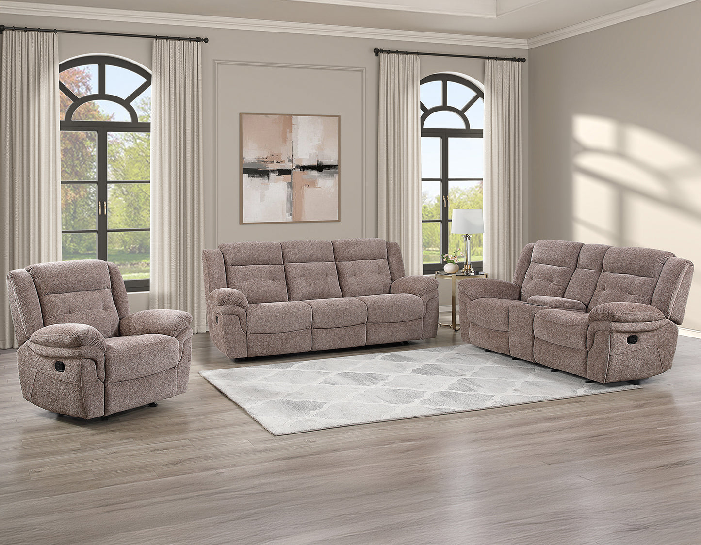 Sydney Console Loveseat, Manual Reclining, Glider, Brown