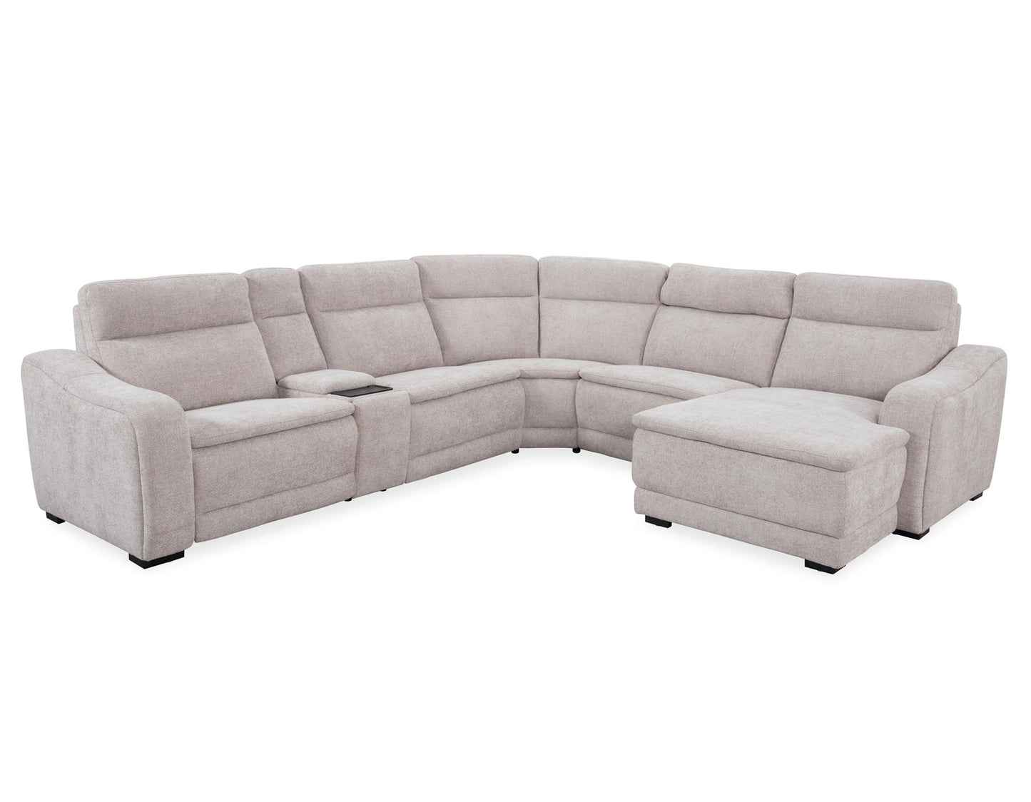 Conroe Dual-Power 7-Piece Reclining Sectional with Chaise, Cobblestone