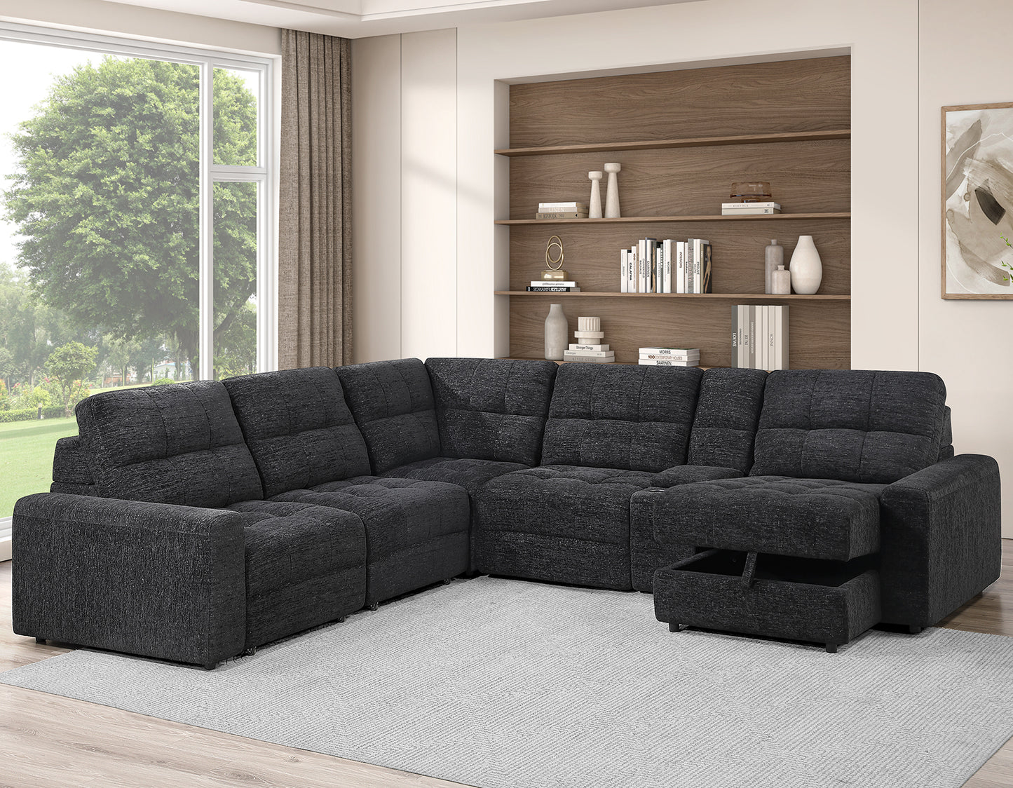 Snyder 6-Piece Glider Sectional, Black