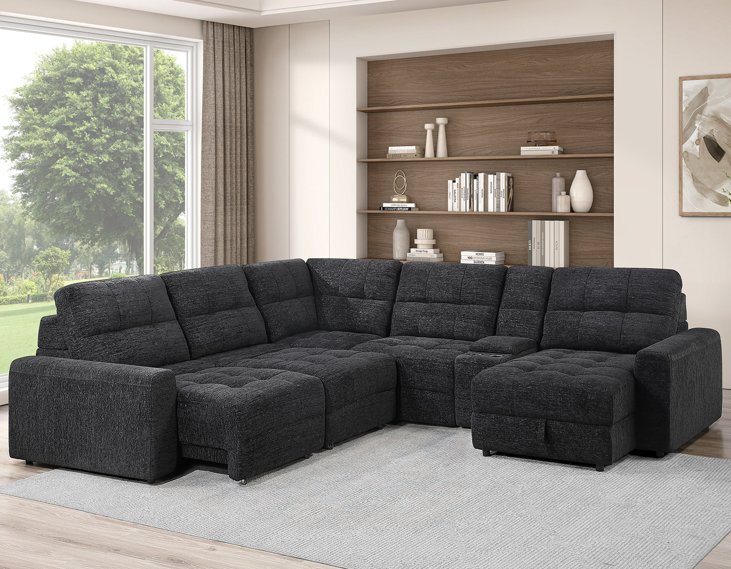 Snyder 6-Piece Glider Sectional, Black
