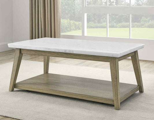Vida, Cocktail Table, White Marble Top, Castered, Blonde