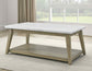 Vida, Cocktail Table, White Marble Top, Castered, Blonde