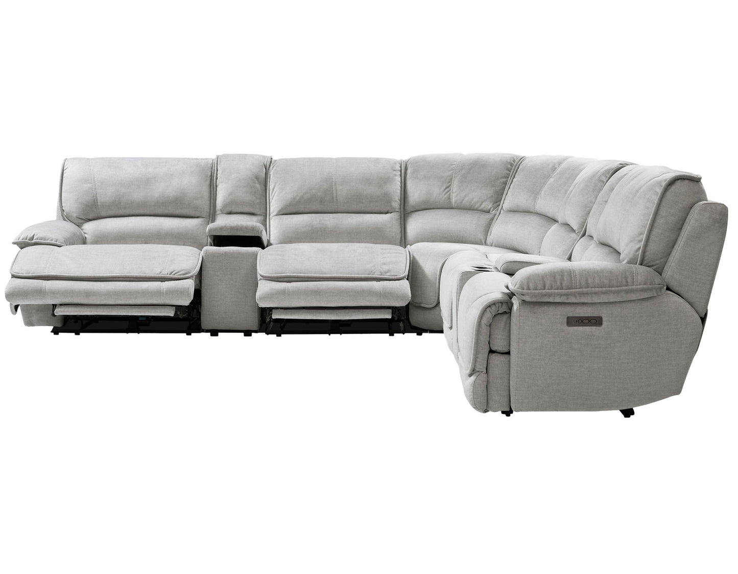 Olsen 6-Piece Sectional, Dual-Power Zero-Gravity Reclining, Silver
