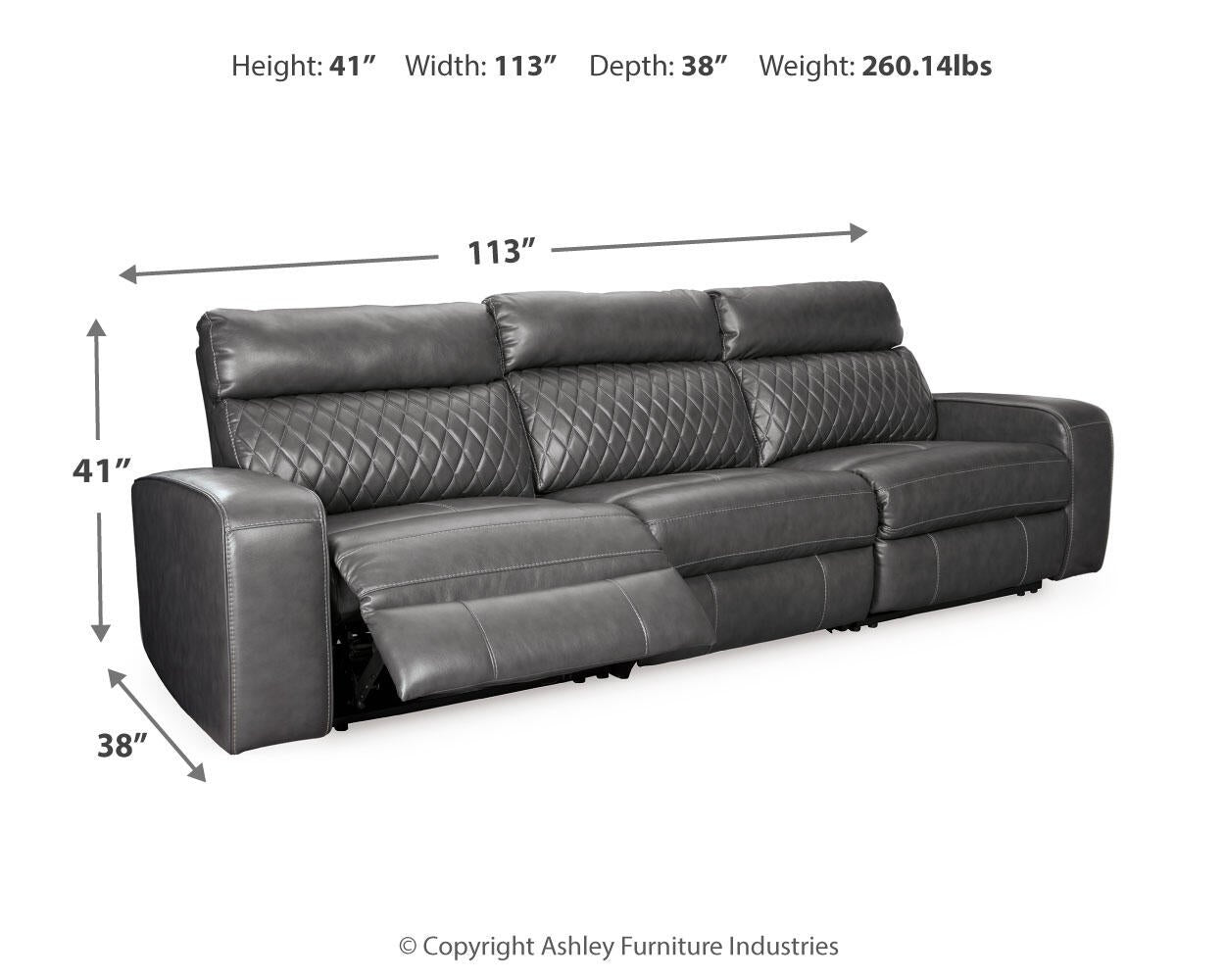 Samperstone 3-Piece Power Reclining Sectional Sofa