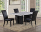 Artemis 5-Piece 70″ Rect Gray Marble Table, Black Finish w/4 Black Vegan Leather Chairs