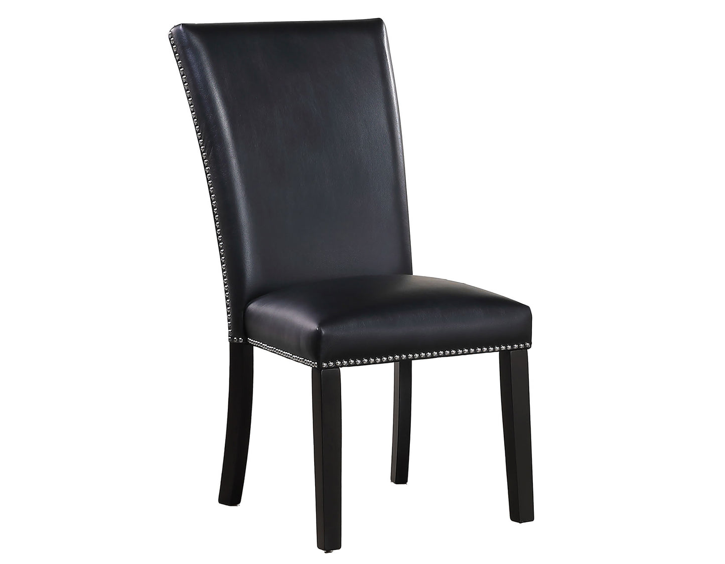 Artemis 5-Piece 70″ Rect Gray Marble Table, Black Finish w/4 Black Vegan Leather Chairs
