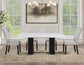 Artemis 5 Piece 70″ Rect White Marble Table, Black Finish w/4 Gray Chenille Chairs