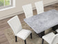Artemis 5-Piece 70″ Rect Gray Marble Table, Black Finish w/4 White Vegan Leather Chairs