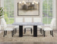 Artemis 5-Piece 70″ Rect Gray Marble Table, Black Finish w/4 White Vegan Leather Chairs