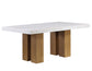 Artemis 5 Piece 70″ Rect White Marble Table, Tan Finish w/4 Beige Chenille Chairs