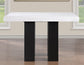 Artemis 5-piece 54″ Square White Marble Counter Table with 4 Gray Chenille Counter Chairs