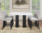 Artemis 5-piece 54″ Square White Marble Counter Table with 4 Gray Chenille Counter Chairs