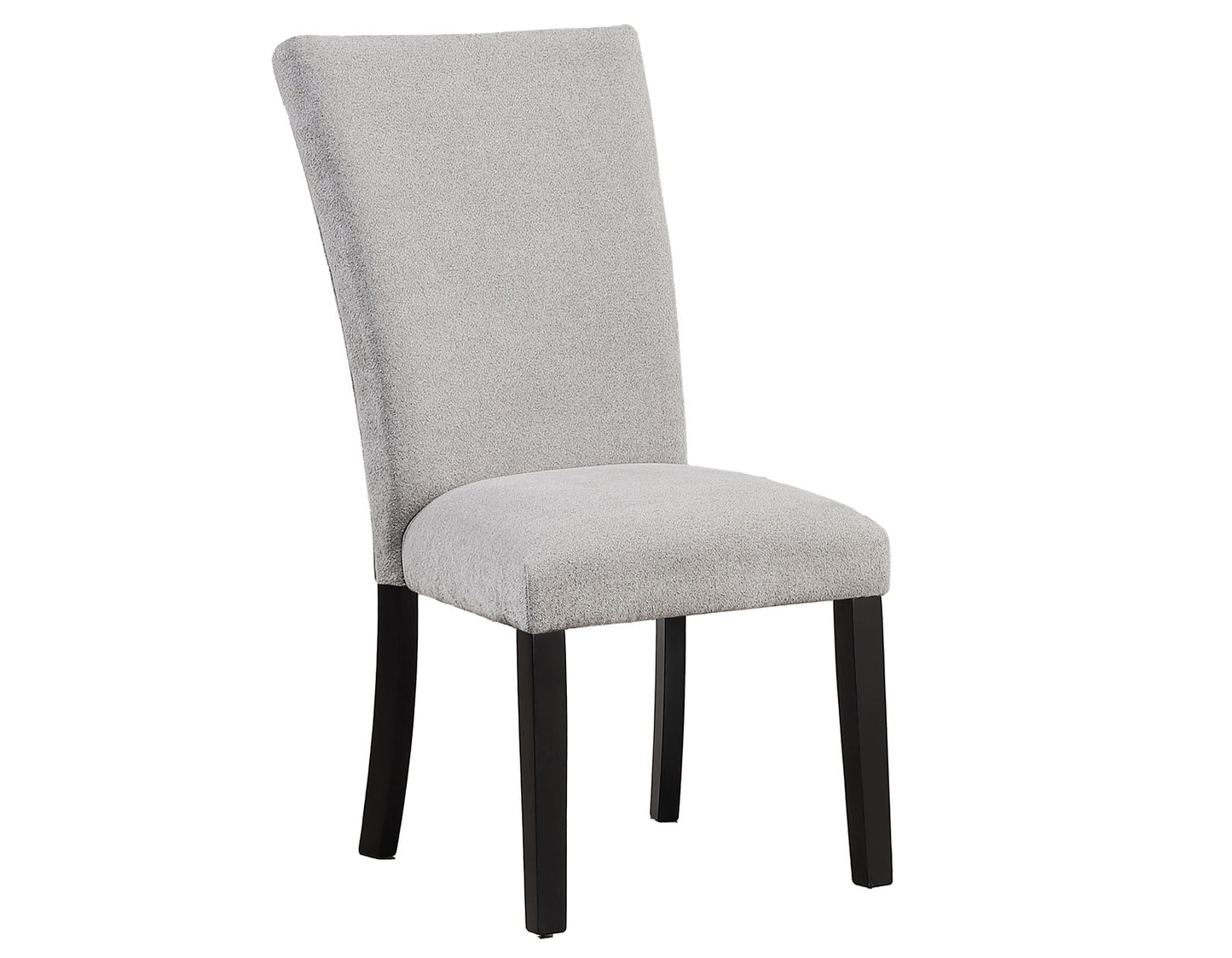 Artemis 5 Piece 70″ Rectangular Gray Marble Table, Black Finish with 4 Gray Chenille Chairs